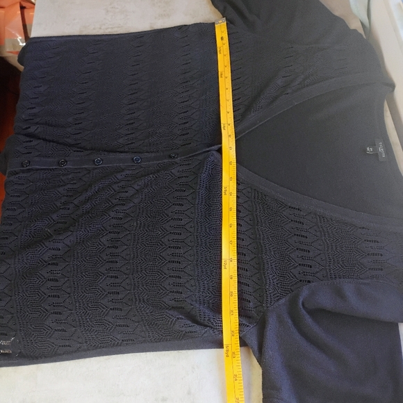 Talbots Short Sleeve Cardigan Sweater Navy Blue Size 2X Sheer Office Classic - Picture 8 of 9